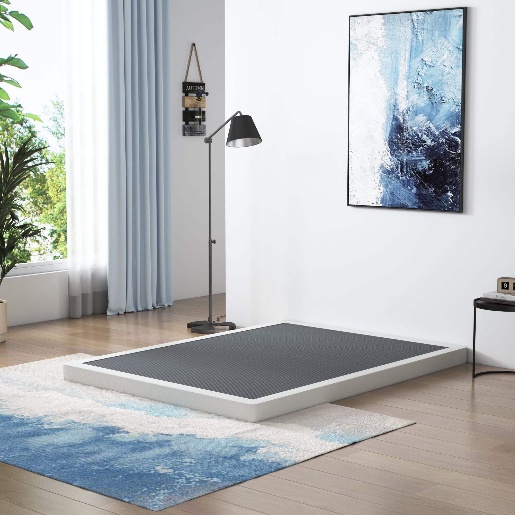 Vehowy 4 Inch Box Spring For Queen Bed,Queen Size Box Spring Only,Heavy Duty Mattress Foundation,Metal Bed Base,Non-Slip,Easy As